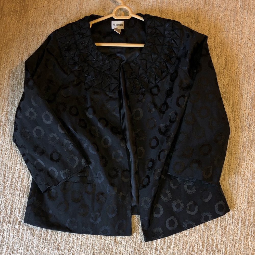 Black patterned Chico’s jacket